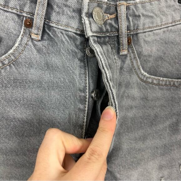 Zara Washed Grey Black Button Fly Distressed Denim Shorts Size 2 - Picture 9 of 12